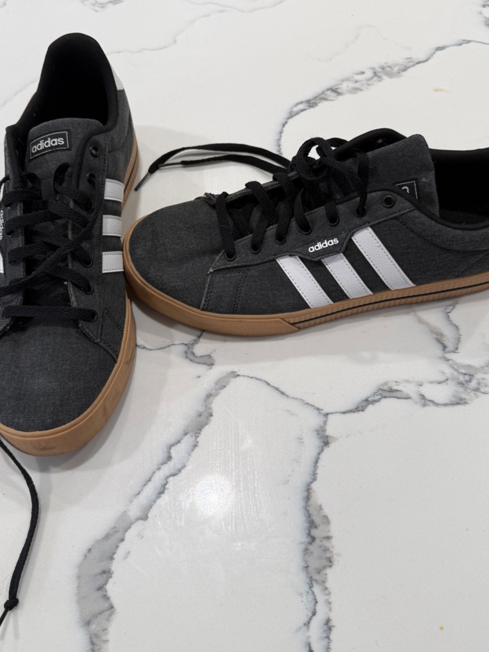 adidas Black & White Low-Top Sneakers with Gum Sole